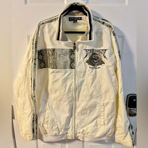 Ecko Unlimited Cream Snake Skin Embroidered Track Jacket XL Root of All Evil Y2K